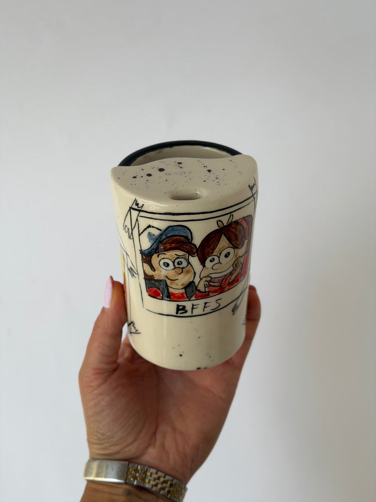 Friends handmade ceramic takeaway mug