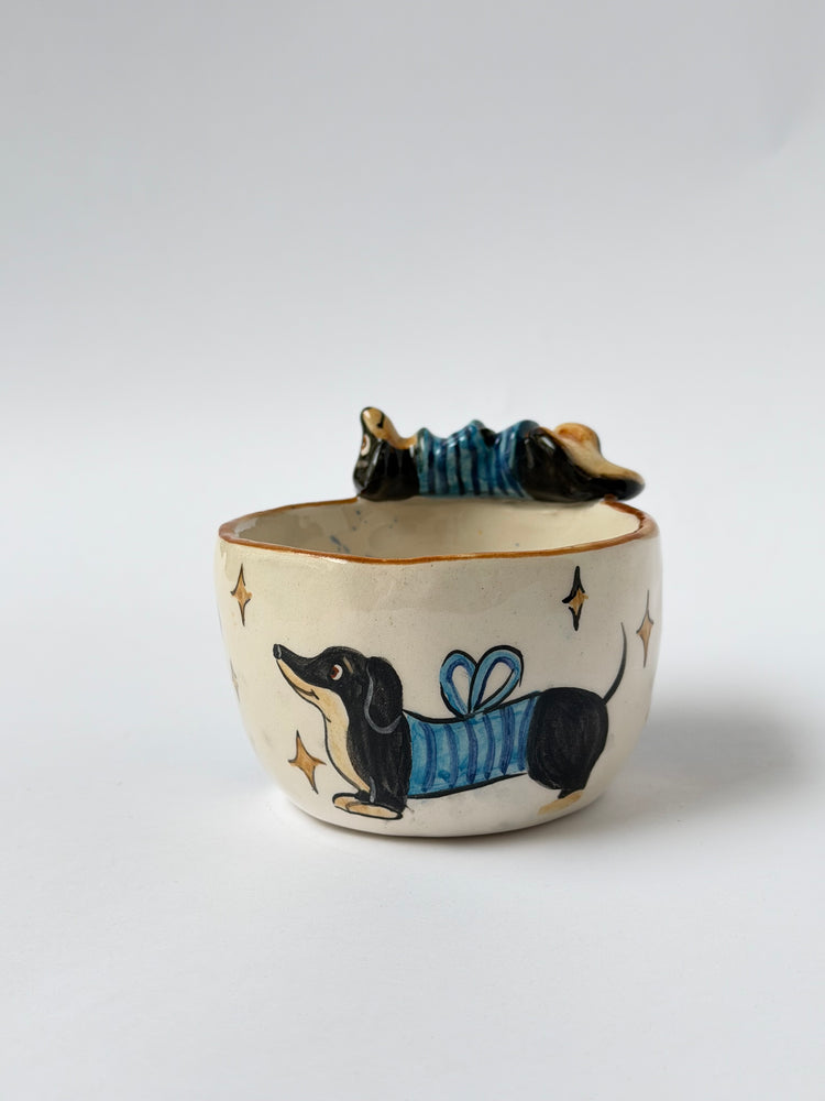 Dachshund dog handmade ceramic cup