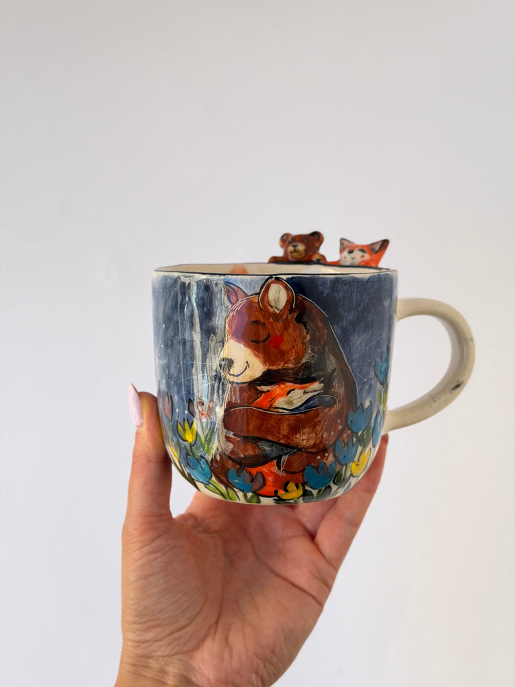 Fox and Bear handmade ceramic mug