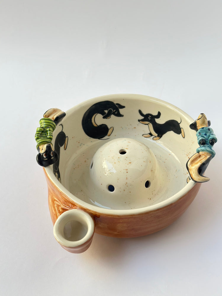 Dachshund dog handmade fruit washing bowl