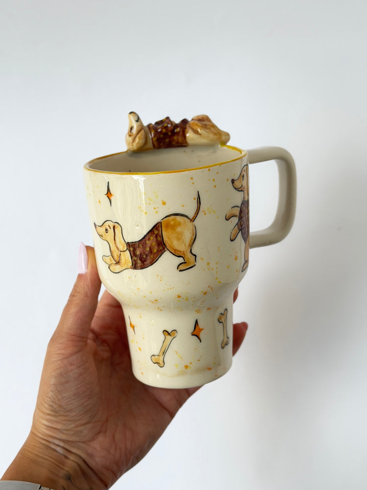 Dachshund dog handmade takeaway mug