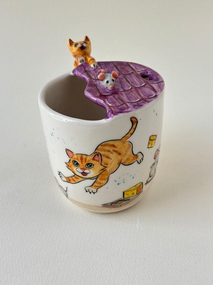 Cat handmade takeaway mug