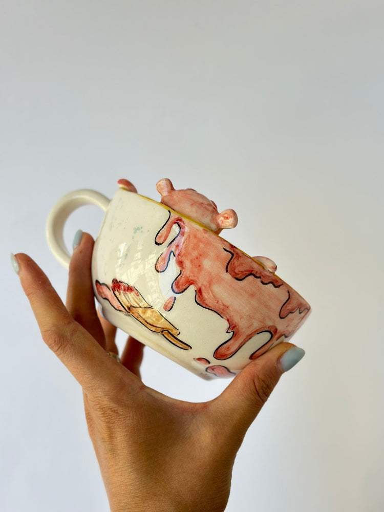 Pink handmade ceramic mug