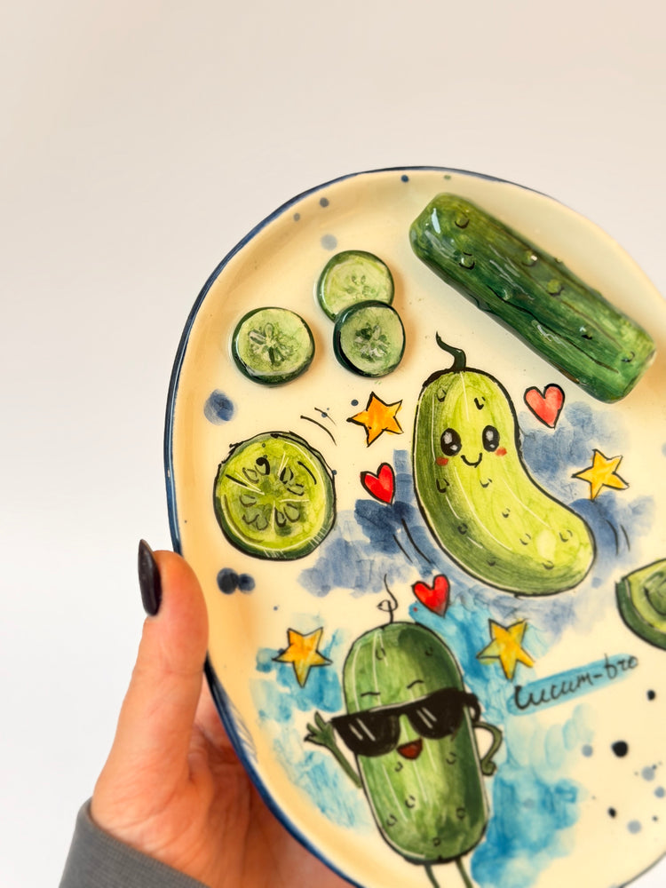 Cucumber handmade ceramic plate
