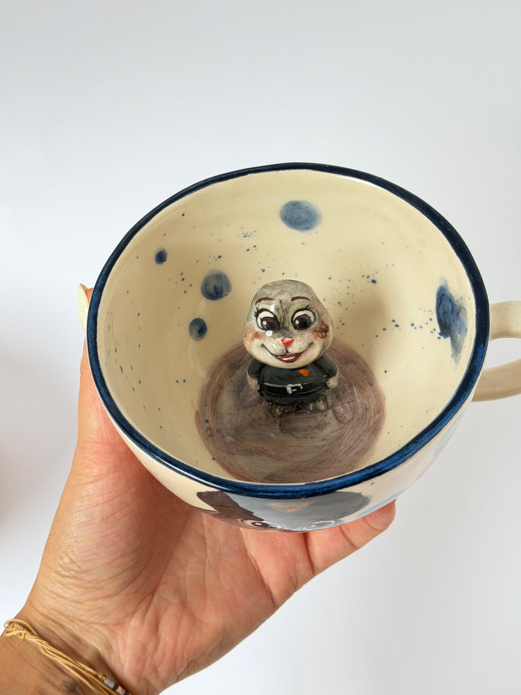 Rabbit handmade ceramic mug