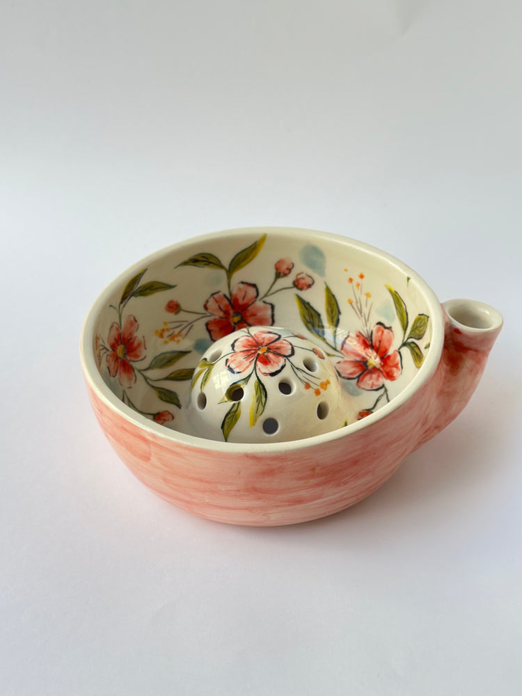 Handmade flowers ceramic bowl