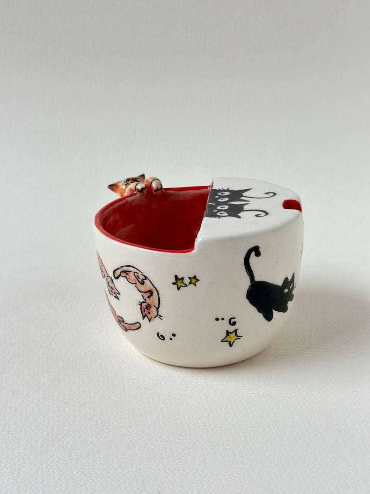 Cat takeaway handmade mug