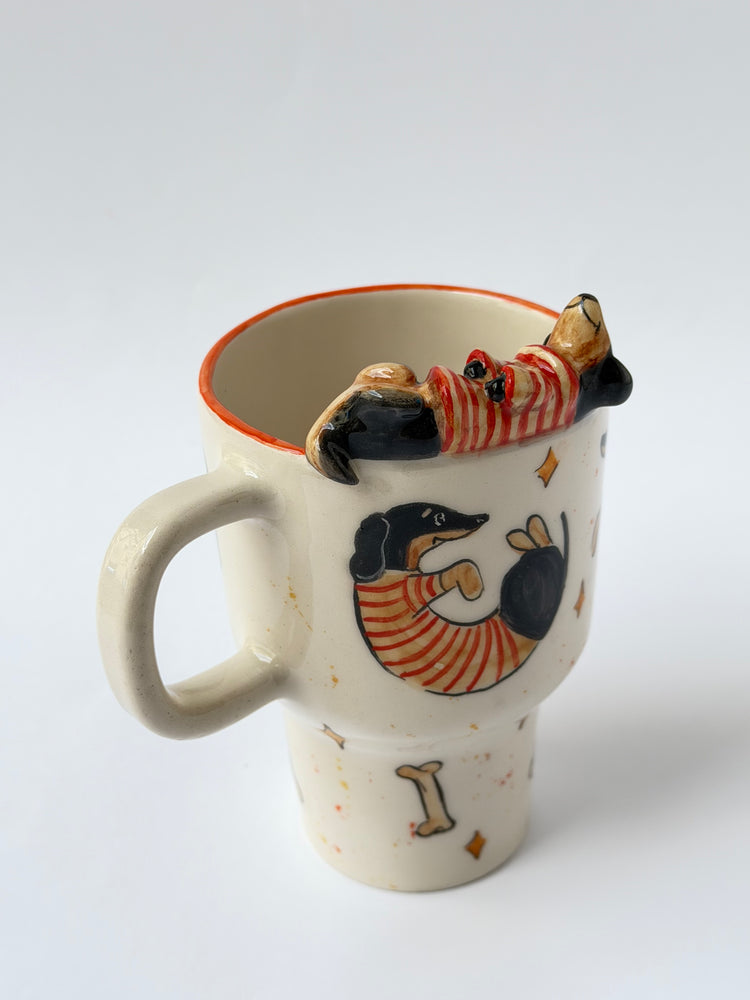 Dachshund dog handmade takeaway mug