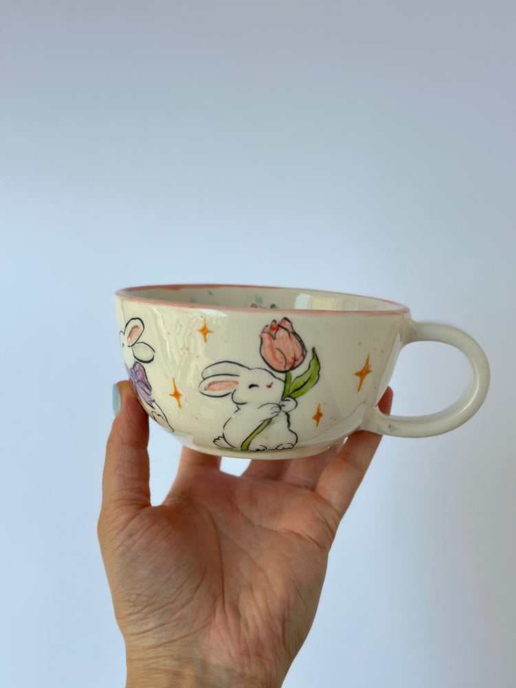 Rabbit handmade mug ceramic