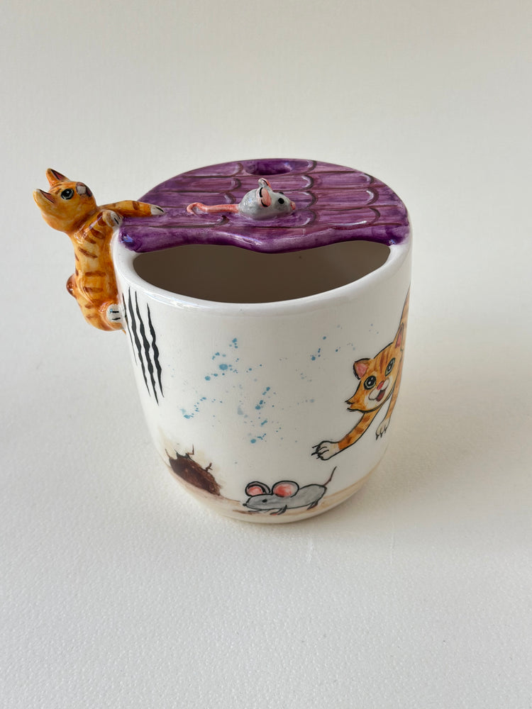 Cat handmade takeaway mug