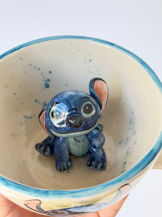 Blue monster handmade ceramic mug