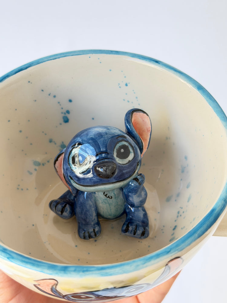 Blue monster handmade ceramic mug