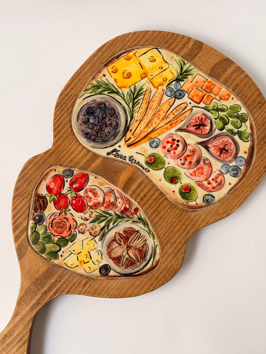 Ceramic & Wood Charcuterie Serving board (34x19)