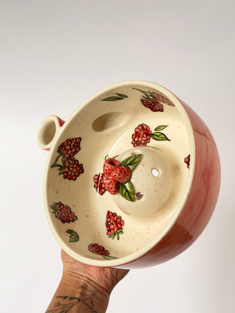 Raspberry handmade ceramic washing bowl