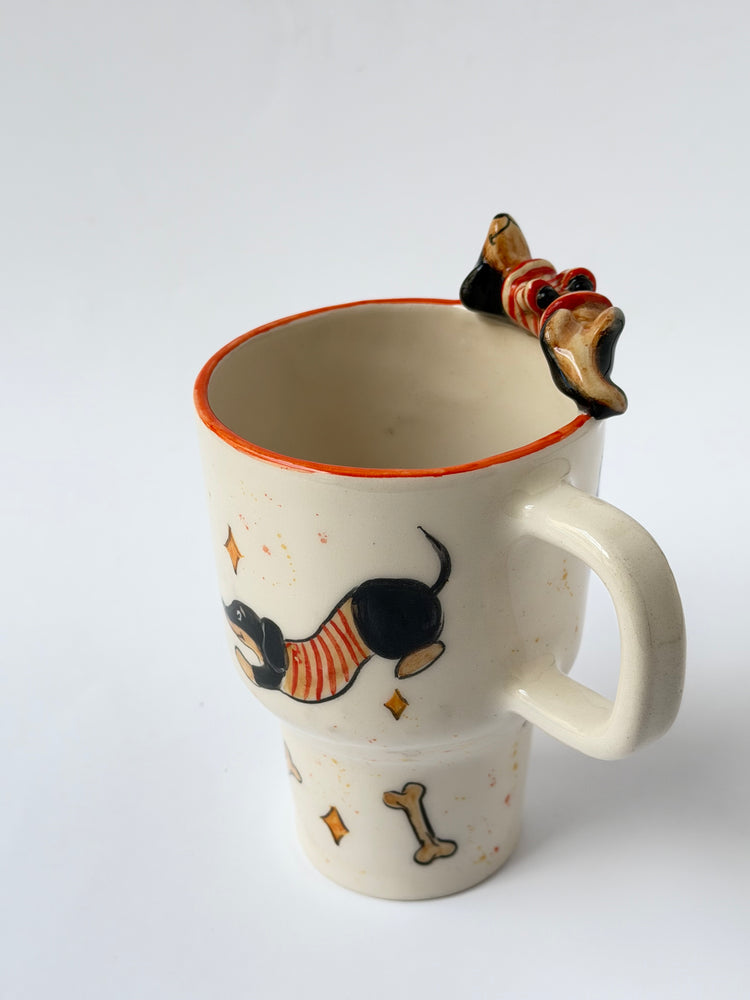 Dachshund dog handmade takeaway mug