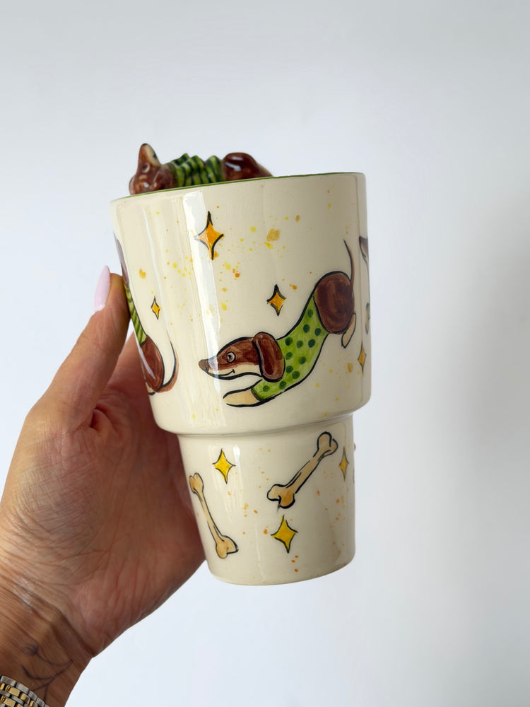 Dachshund dog handmade takeaway mug