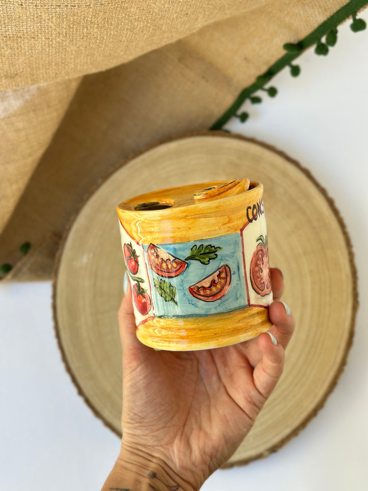 Canned goods handmade ceramic mug