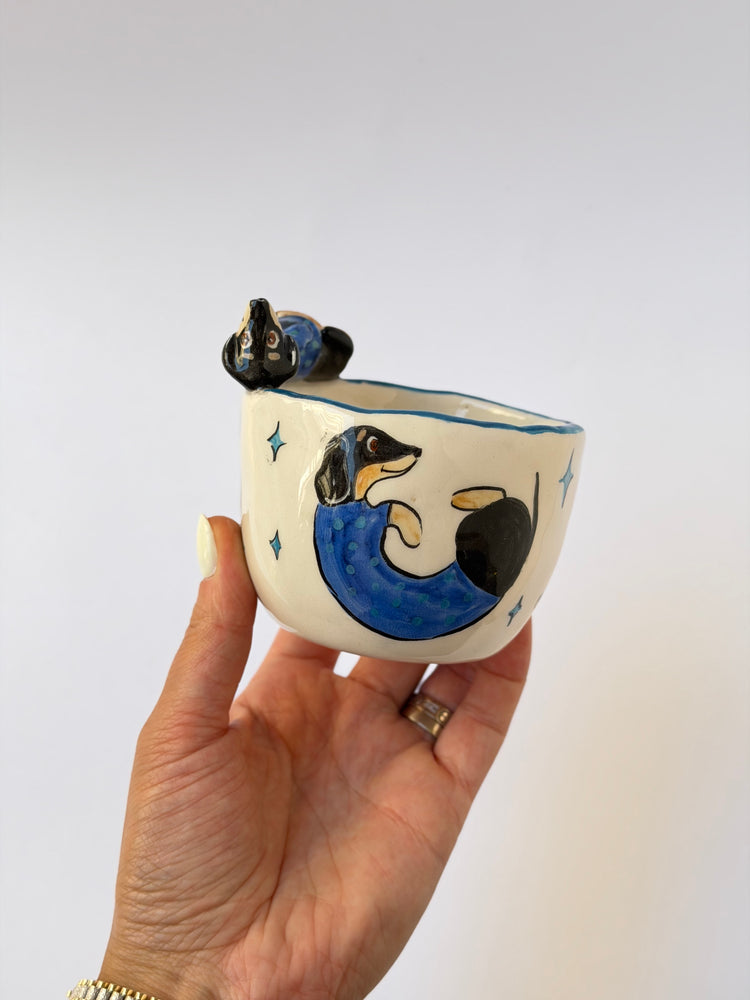 Dachshund dog handmade ceramic cup