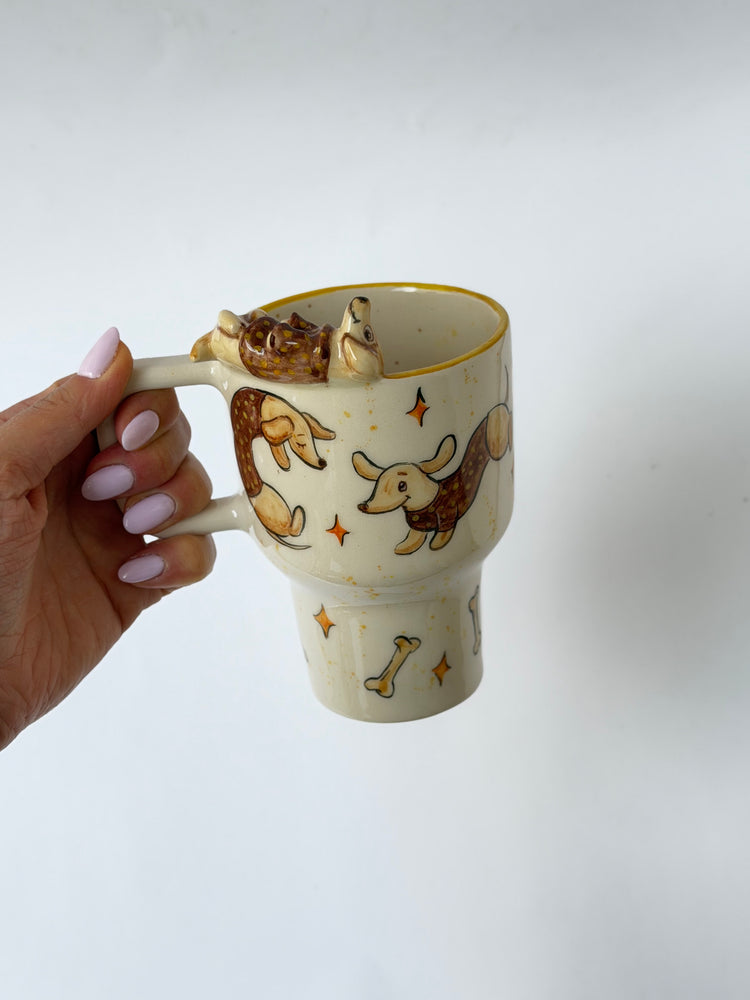 Dachshund dog handmade takeaway mug