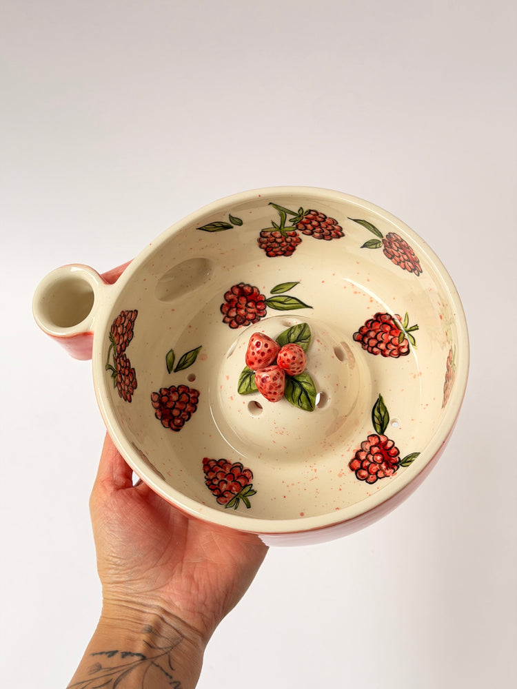 Raspberry handmade ceramic washing bowl