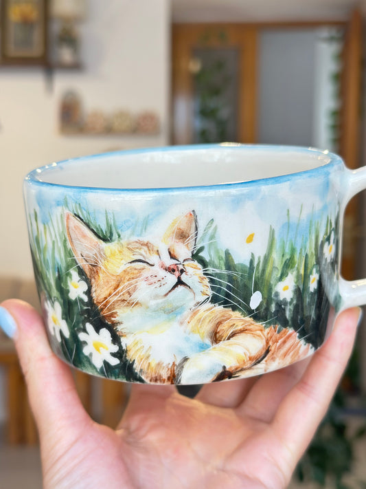 Cat handmade ceramic mug