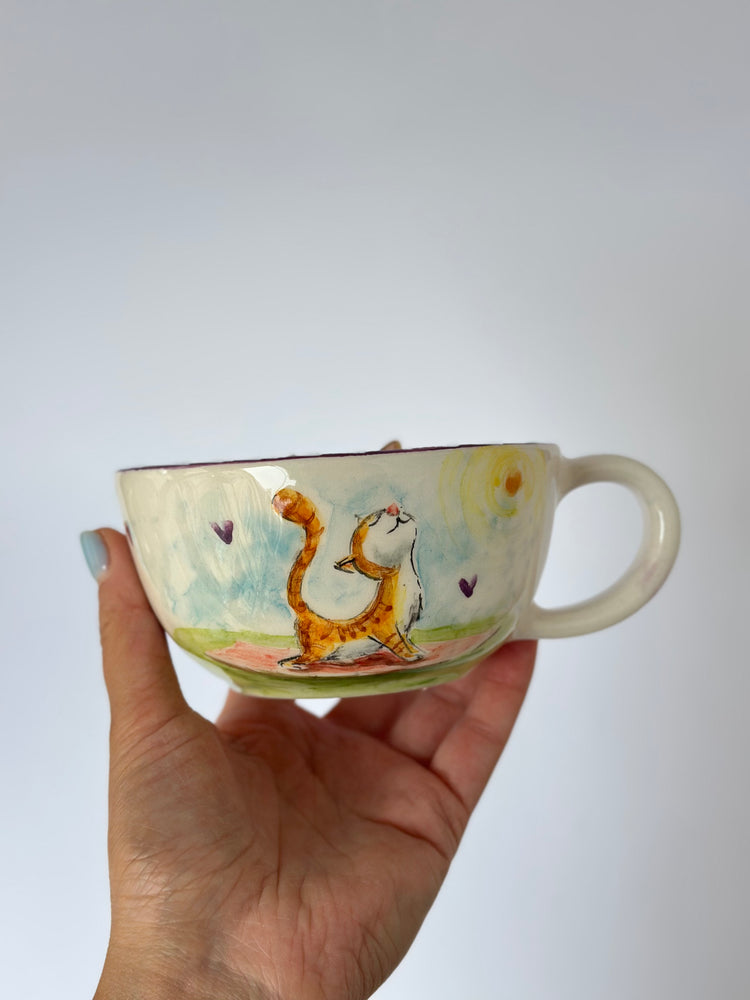 Cat handmade ceramic mug