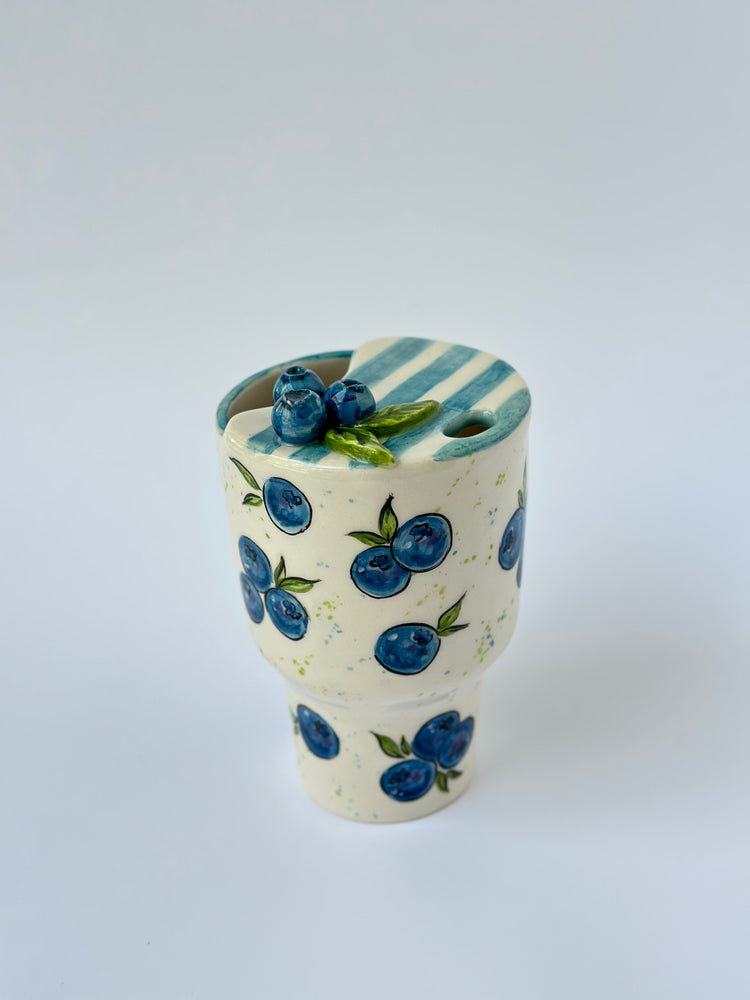 Blueberry handmade ceramic takeaway mug