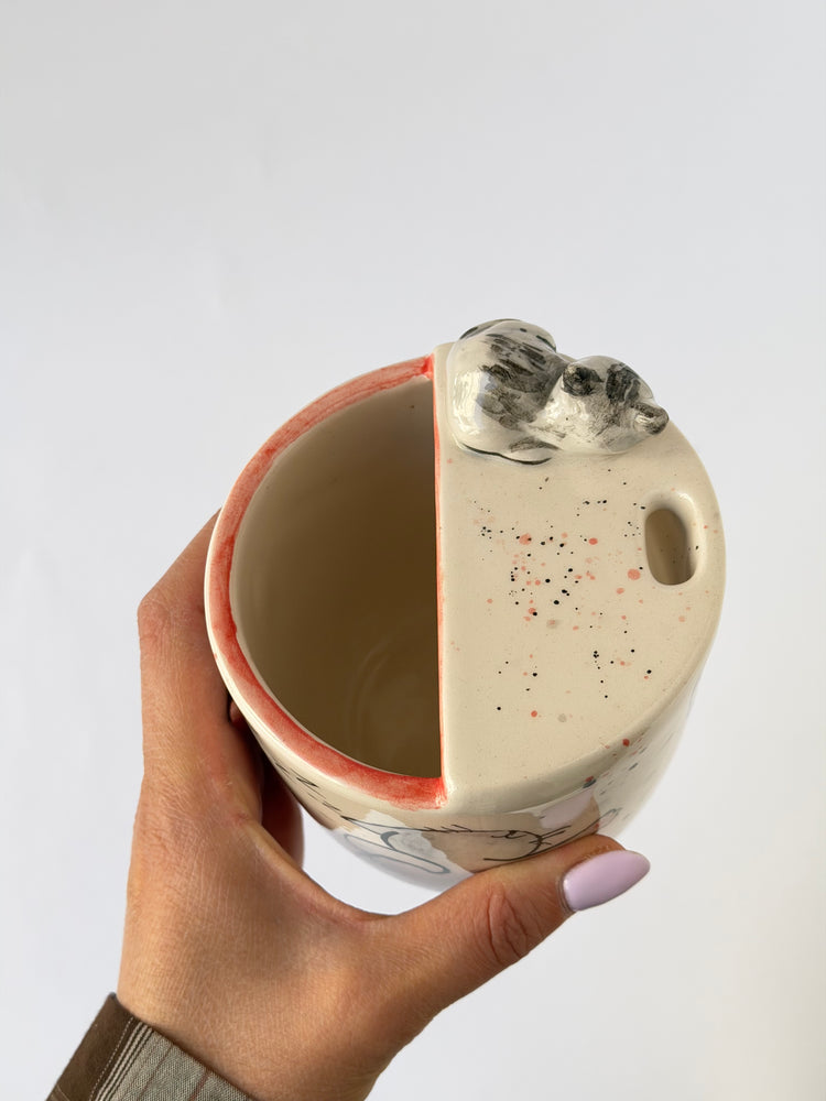 Cat handmade takeaway ceramic mug