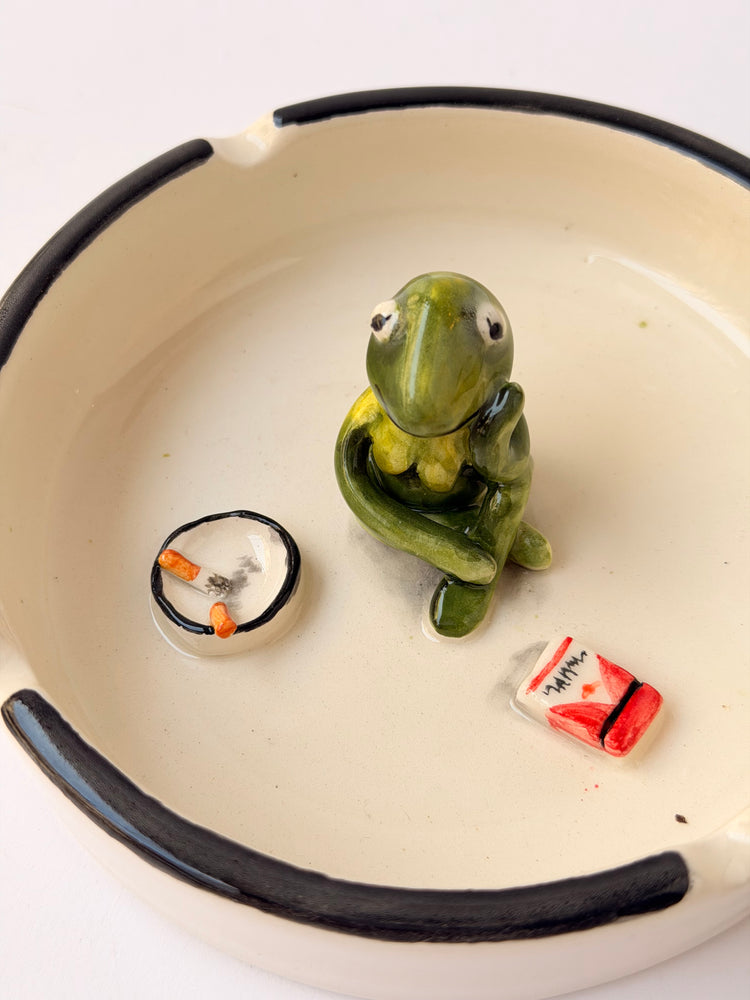 Frog handmade ceramic ashtray