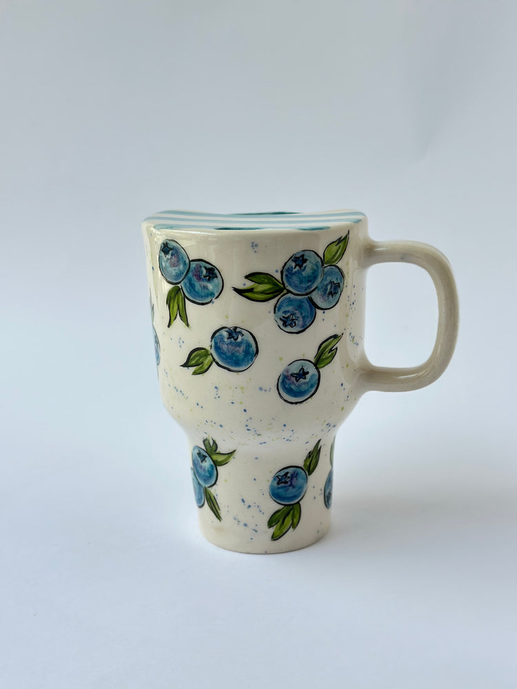 Blueberry handmade ceramic takeaway mug