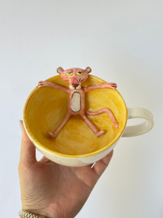 Pink handmade ceramic mug