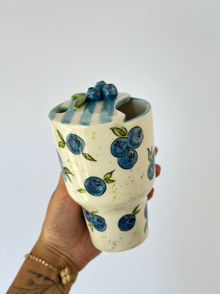 Blueberry handmade ceramic takeaway mug