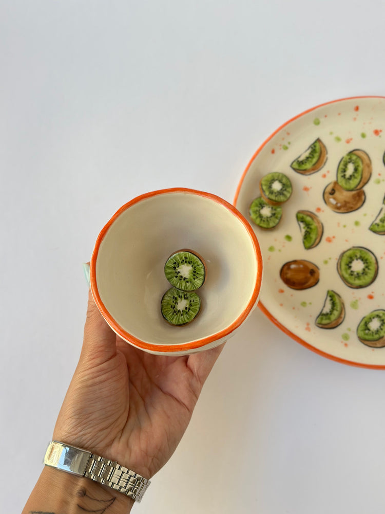 Kiwi handmade plate and mug