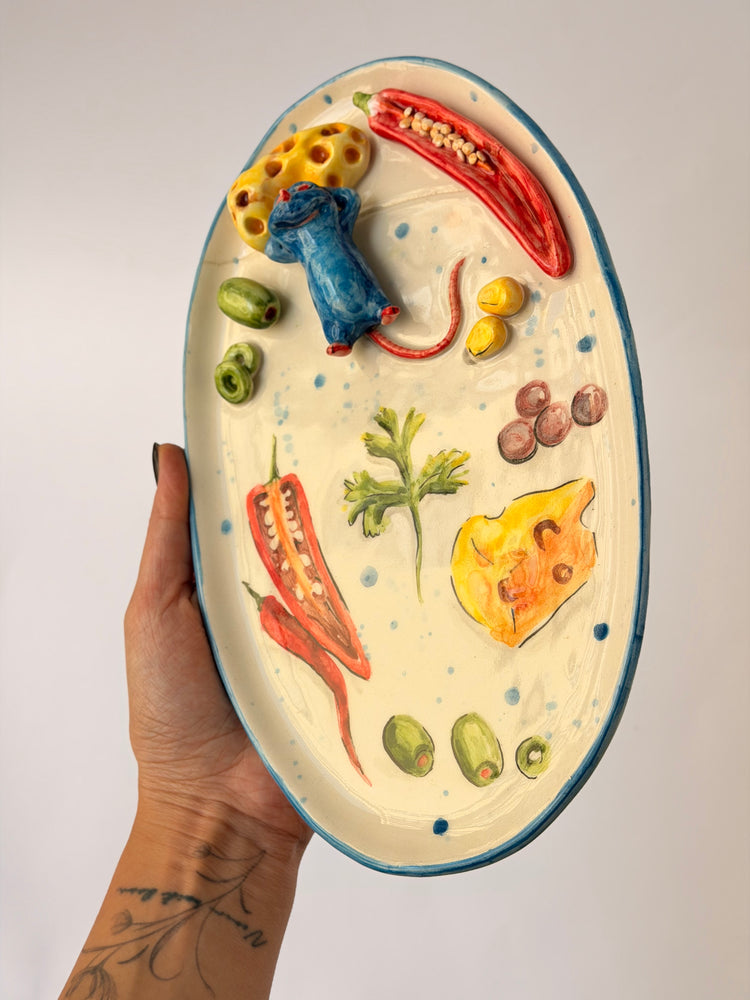 Little Chef handmade ceramic plate (Note: This product has a small, faint crack that does not affect its usability in any way. It is fully functional and safe to use)