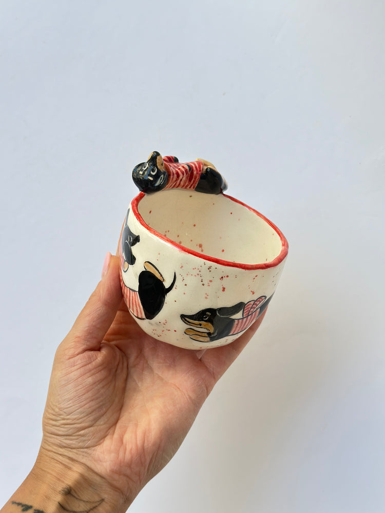Dachshund dog handmade ceramic cup