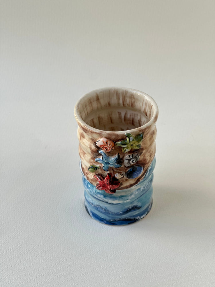Seashell cup handmade ceramic