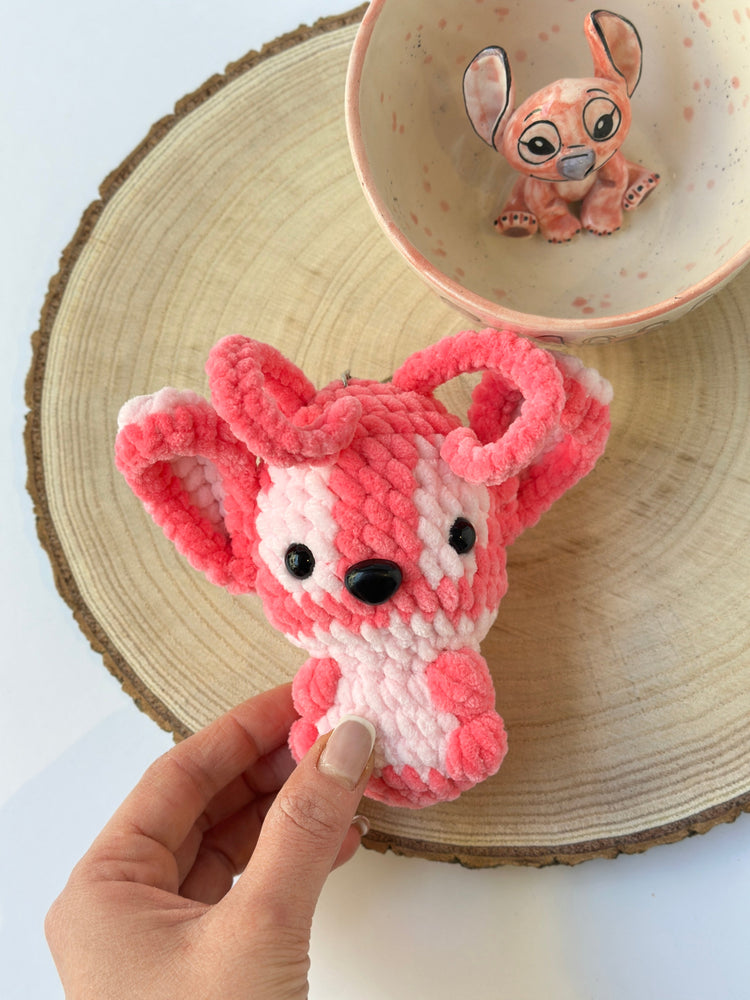 Stitch pink handmade soft keychain