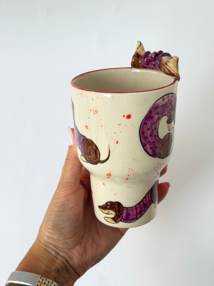 Dachshund dog handmade takeaway mug