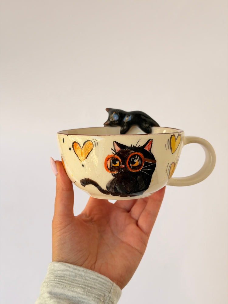 Cat handmade ceramic mug