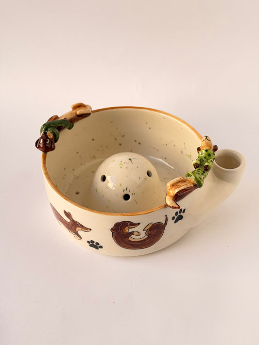 Dachshund handmade ceramic washing bowl