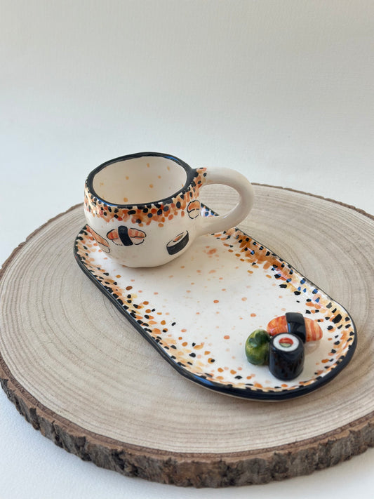 Sushi handmade cup and plate