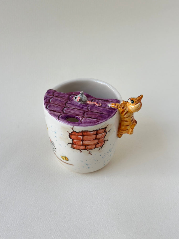 Cat handmade takeaway mug