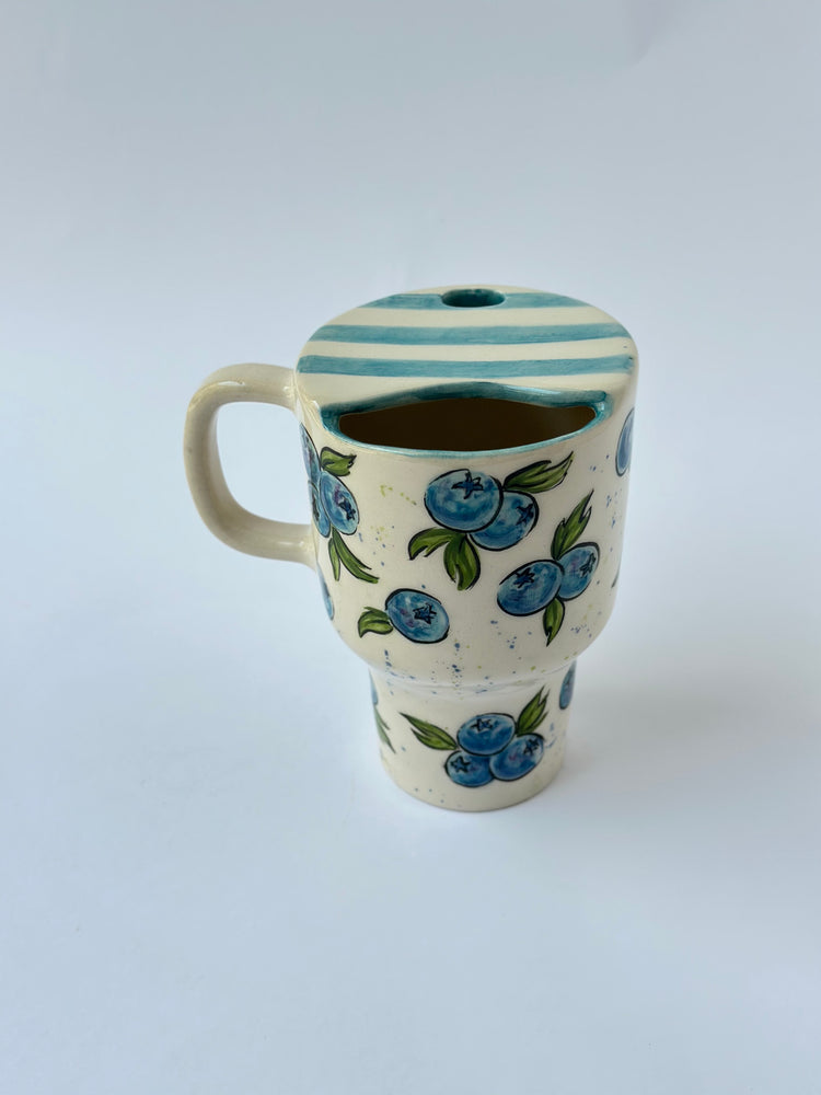 Blueberry handmade ceramic takeaway mug
