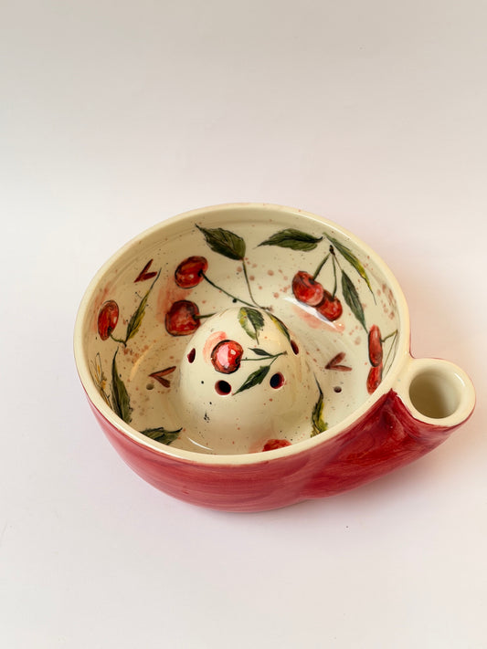 Cheery handmade ceramic fruit washing bowl