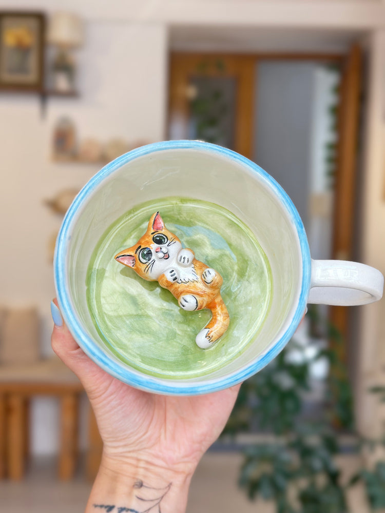 Cat handmade ceramic mug