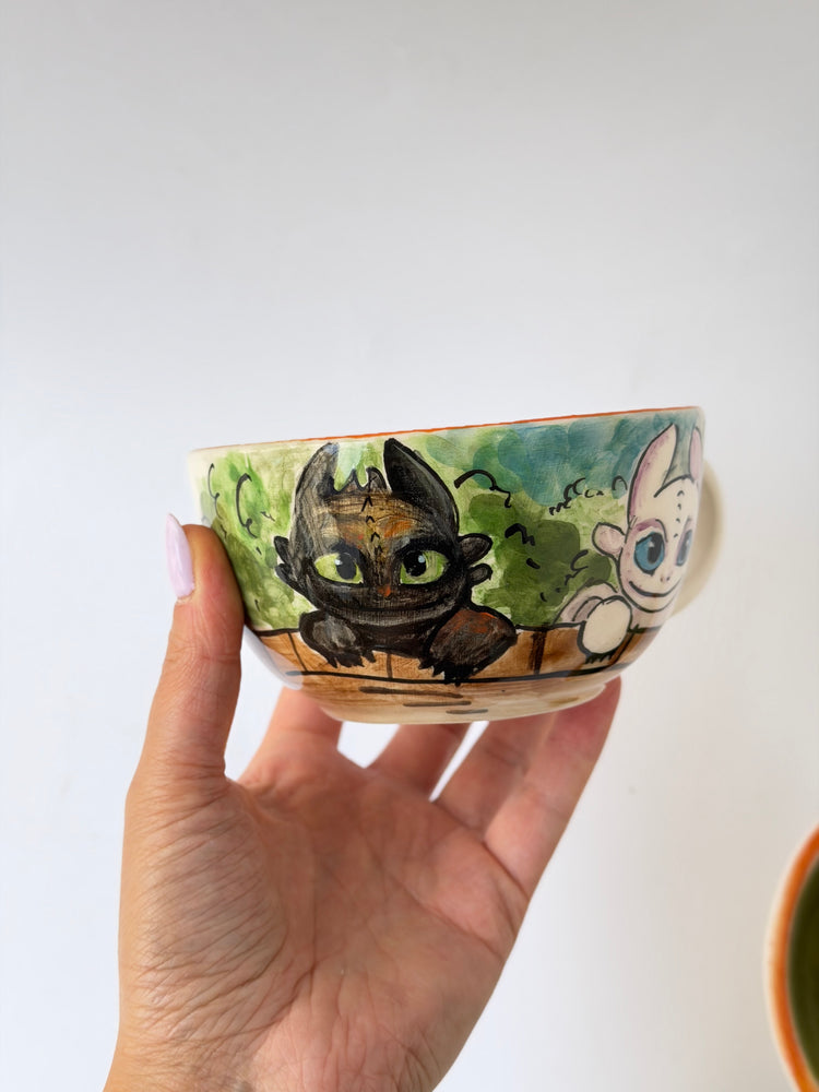 Handmade couple ceramic dragons mugs