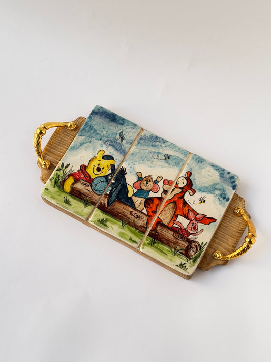 Handmade ceramic wooden serving tray