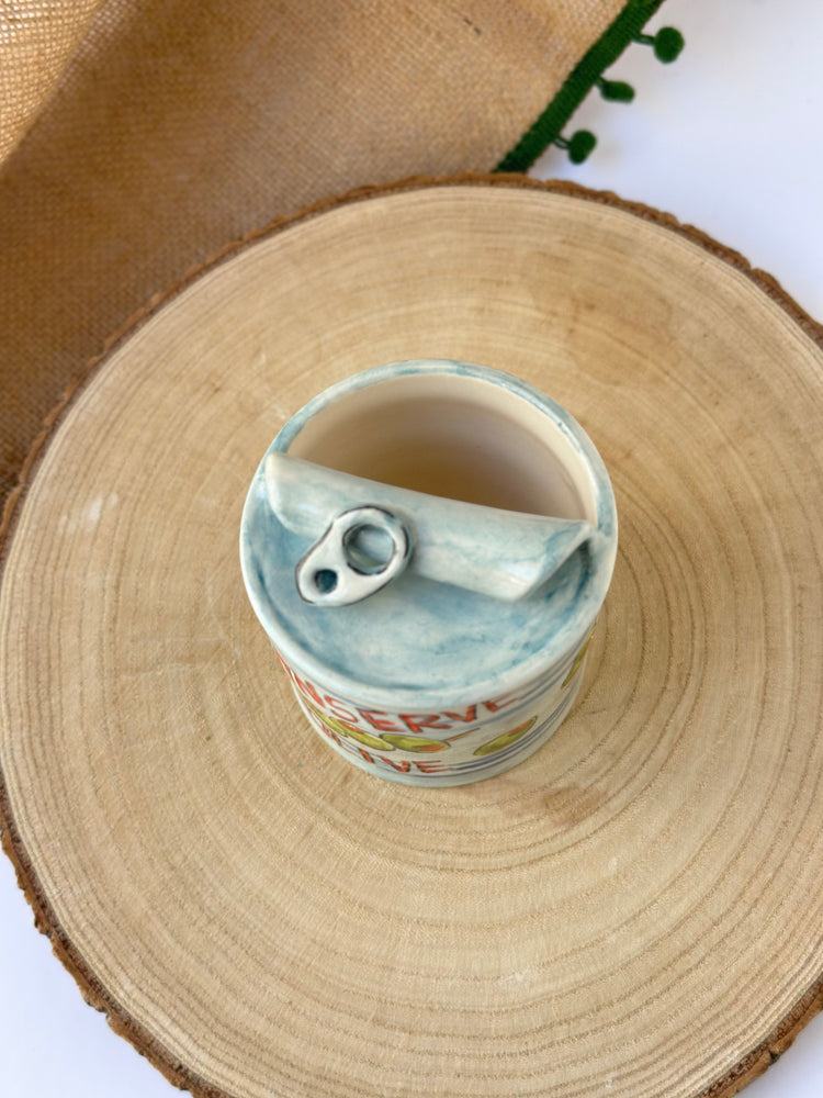 Canned goods handmade ceramic mug