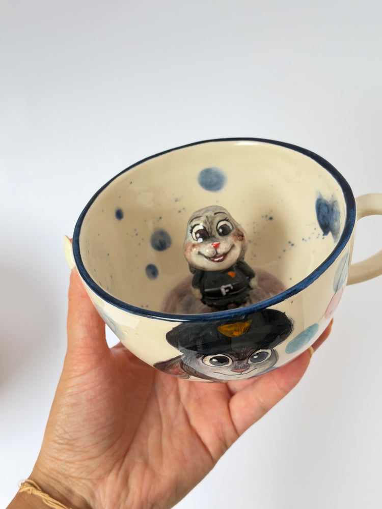 Rabbit handmade ceramic mug