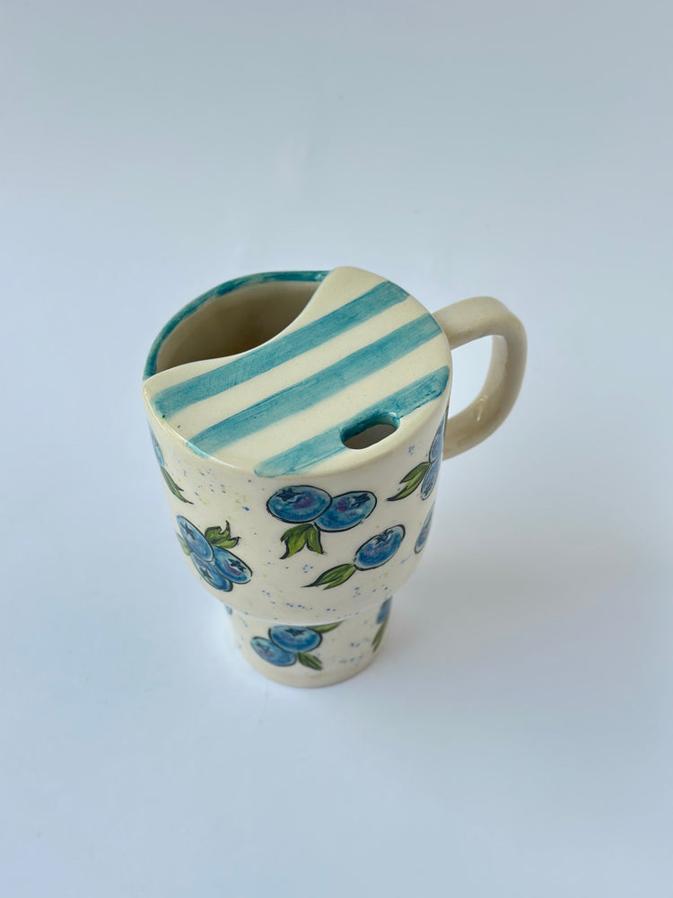 Blueberry handmade ceramic takeaway mug